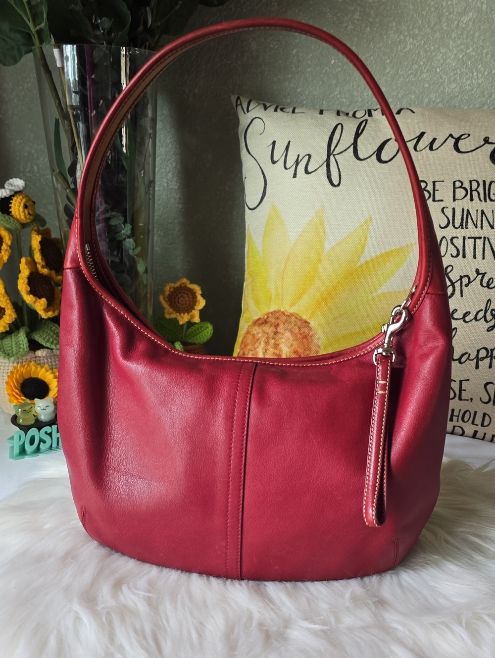 Coach Ergo Hobo Red Leather Shoulder Bag